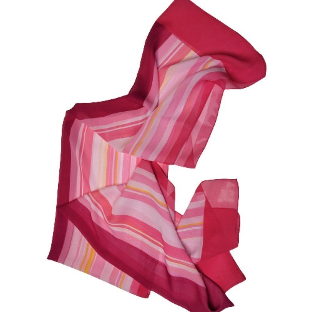 Womens Pink Scarf Pink Stripes Thin Light Rectangular All Season Sweater Scarf